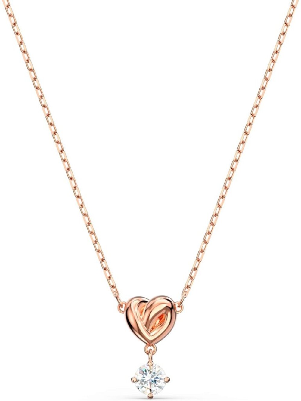 Women's Pendant Necklace Rose Gold Heart Crystal Jewelry Set Necklace Earrings